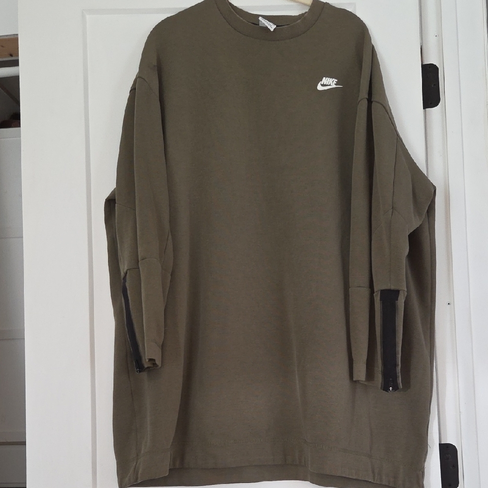 Nike Khaki Crewneck Sweatshirt with White Logo